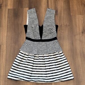 BCBGMaxAzria Black and White Striped Garment